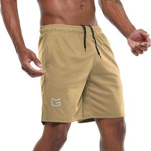 Shorts Mens Khaki Zippered Pockets Mesh Fabric Gradual Size Med NWT